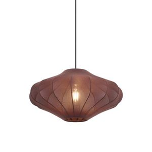 Závěsné svítidlo Japandi hnědé s látkovým stínidlem 50 cm - Plu obraz