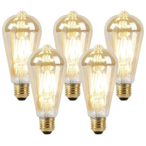 Sada 5 LED žárovek E27 s tlumením do teplé zlaté 8W 806lm 2000-2700K obraz