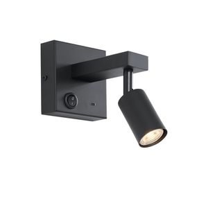 Moderní černá nástěnná lampa s USB-C, naklápěcí - Rex obraz