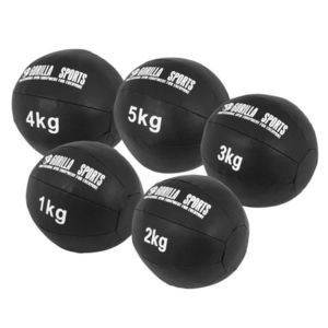 Gorilla Sports Sada kožených medicinbalů, 15 kg, černý obraz