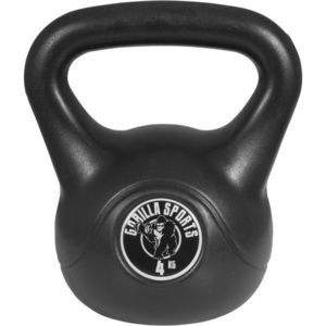 Gorilla Sports Kettlebell činka, plast, černá, 4 kg obraz