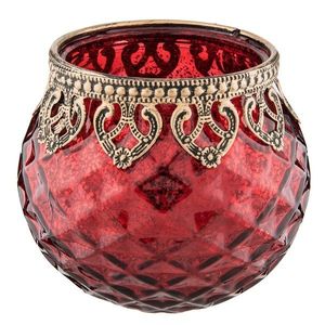 Červený svícen na čajovou svíčku 10*10cm 6GL2219R obraz
