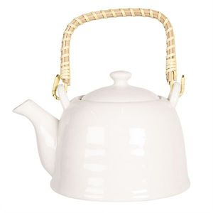 Bílá porcelánová konvička se sítkem na čaj - 18*14*12 cm / 0, 8L 6CETE0088L obraz