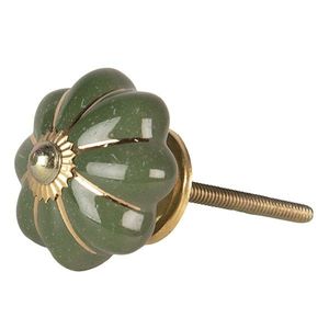 Zeleno-zlatá keramická úchytka ve tvaru květiny Alphonsine – Ø 4*4 cm 64504 obraz