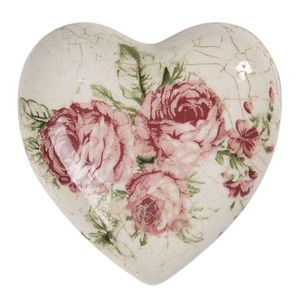 Dekorace vintage srdce s růžemi Rose - 8*8*4 cm 6CE1183S obraz