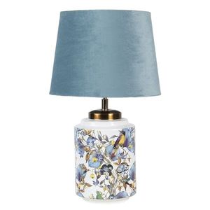 Bílo modrá stolní lampa s ptáčky - Ø 25*41 cm / E27 6LMC0040 obraz