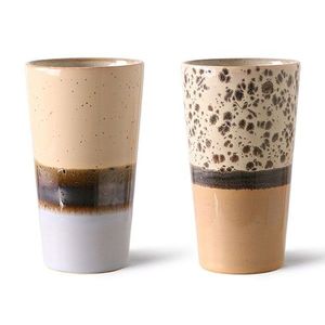 2ks barevný retro hrnek na latté 70s - Ø 7, 5*13cm / 280ml ACE6953 obraz