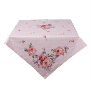 Růžový bavlněný ubrus na stůl s růžemi Dotty Rose - 100*100 cm DTR01 obraz