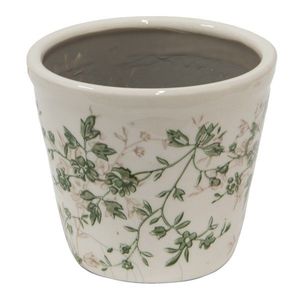 Keramický obal na květináč se zelenými květy Ganni green S - Ø12*10 cm 6CE1457S obraz