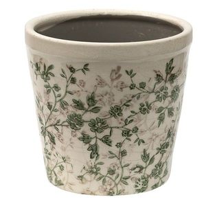 Keramický obal na květináč se zelenými květy Ganni green M - Ø14*13 cm 6CE1457M obraz