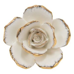 Krémová keramická úchytka růže se zlatým okrajem Rosé gold - Ø 4*4cm 65075 obraz