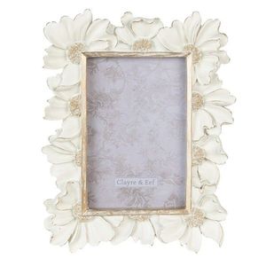 Bílý fotorámeček s patinou a květy - 19*2*23 cm / 10*15 cm 2F0912 obraz