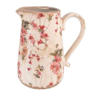 Béžový keramický dekorační džbán s květy Lilie M - 16*12*18 cm 6CE1550M obraz