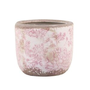 Keramický obal na květináč s růžovými květy Melun - Ø 11*10cm 65060207 obraz