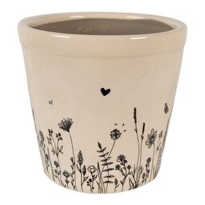 Béžový keramický obal na květináč s lučními květy Flora And Fauna XL - Ø 21*20cm 6CEFAF0001XL obraz