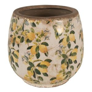 Béžový keramický obal na květináč s citróny Lemons M - Ø 15*15 cm 6CE1608M obraz