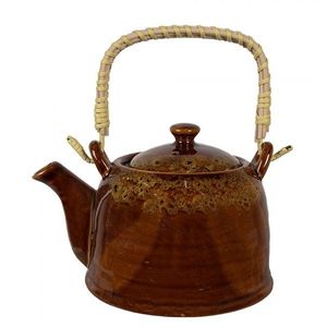 Hnědožlutá porcelánová konvička na čaj - 14*12*12 cm / 0, 75L 6CETE0136 obraz