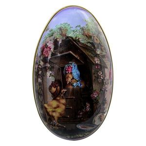 Plechové otevírací vajíčko s kuřátky - 7*11*7 cm 65341 obraz