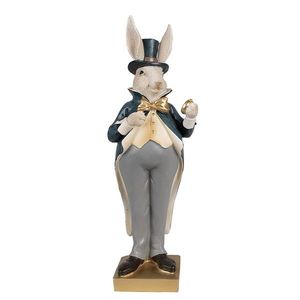 Dekorace králík ve zdobném kabátě a hodinkami - 10*8*30 cm 6PR4129 obraz