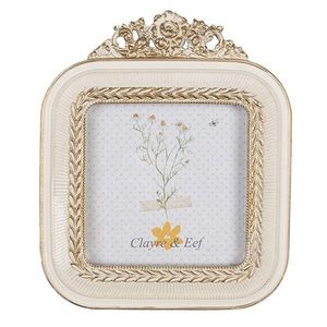 Béžový antik fotorámeček s květy - 11*2*13/ 9*9cm 2F1059 obraz