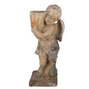 Béžovo-zelená antik dekorace socha anděl s květináčkem Angel - 24*27*58 cm 5MG0041 obraz
