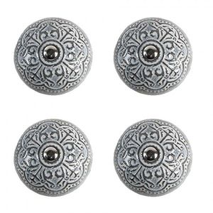 Set 4ks šedá keramická úchytka s ornamentem - Ø 4*3 /6 cm 65303 obraz