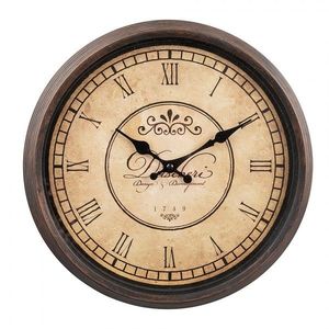 Hnědo-béžové rustikální nástěnné hodiny - Ø 30*4 cm 6KL0829 obraz