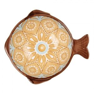 Keramická miska rybka s hnědým vzorem Mibbo - 12*11*4 cm / 100 ml 6CEBO0182 obraz