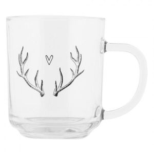 Skleněný hrnek paroží se srdíčkem Love Deer - 11*8*9 cm / 200 ml NWVGL0003 obraz