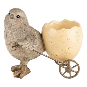Dekorace kuřátko s vajíčkem jako vozík - 13*7*11 cm 6PR5269 obraz
