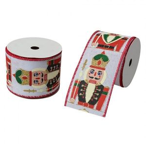 Bílá vánoční stuha s Louskáčky - 6.3 cm * 5 m LI0135 obraz