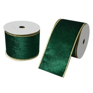 Zelená dekorační stuha se zlatým okrajem - 6.3 cm * 5 m LI0128GR obraz