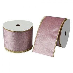 Růžová dekorační stuha se zlatým okrajem - 6.3 cm * 5 m LI0128F obraz