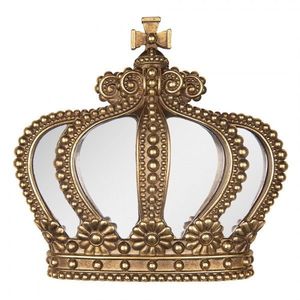 Zlatá antik nástěnná dekorace koruna se zrcátky Crown - 25*6*24 cm 6PR5296 obraz