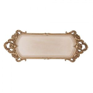 Zlatý antik dekorační podnos zdobený růžemi Baroque - 34*13*3 cm 6PR5295 obraz