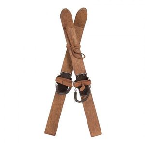 Hnědá antik dřevěná dekorace lyže Ski Vintage - 11*4*28 cm 6H2389 obraz
