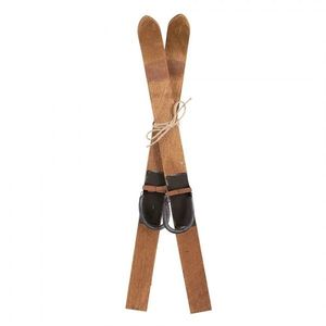 Hnědá antik dřevěná dekorace lyže Ski Vintage - 5*3*60 cm 5H0719 obraz