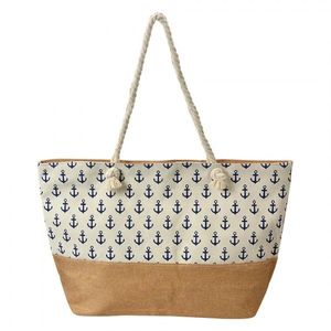 Látková plážová taška s modrými kotvami - 55*1*36 cm JZBG0319 obraz