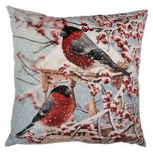 Povlak na polštář s ptáčky hýla na stromku Christmas - 45*45 cm KT021.412 obraz