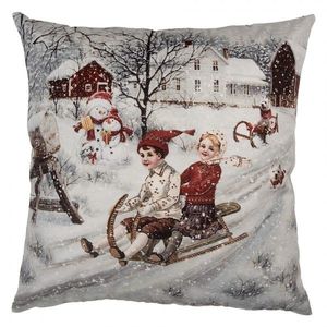 Povlak na polštář s dětmi na sáňkách Christmas - 45*45 cm KT021.410 obraz