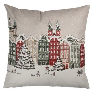 Béžový povlak na polštář s domky Amsterdam Christmas - 45*45 cm KT021.409 obraz