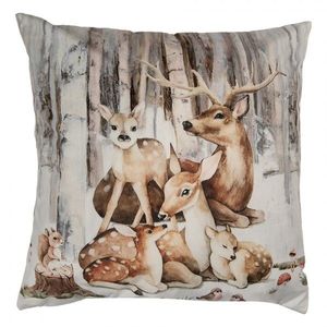 Béžový povlak na polštář s jelení rodinou Deer Christmas - 45*45 cm KT021.404 obraz