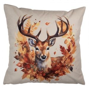 Béžový povlak na polštář jelen s listy Deer - 45*45 cm KT021.416 obraz