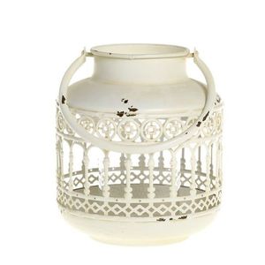 Krémová antik kovová lucerna Fleur-de-pot - Ø14*16 cm 25068719 obraz