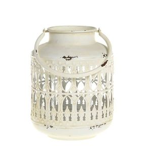 Krémová antik kovová lucerna Fleur-de-pot - Ø14*19 cm 25068819 obraz