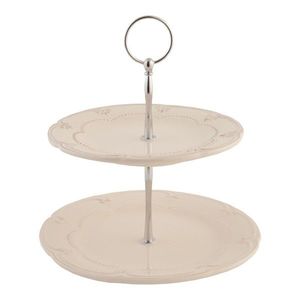 Dvoupatrový etažér Poetic antik - Ø 21*23 cm 6CE0266ANTIK obraz