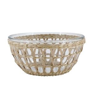 Skleněná mísa v proutěném košíku Typha - Ø 27*13 cm 61094100 obraz