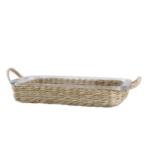 Skleněný pekáč v proutěném košíku Typha - 34*21*2, 5 cm 61094200 obraz