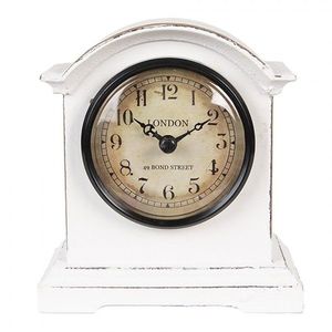 Bílé antik dřevěné stolní hodiny London - 13*7*14 cm / 1*AA 6KL0831 obraz
