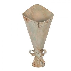 Zelený antik kovový nástěnný držák na květiny Charlotte - 31*23*32 cm 6Y5797 obraz